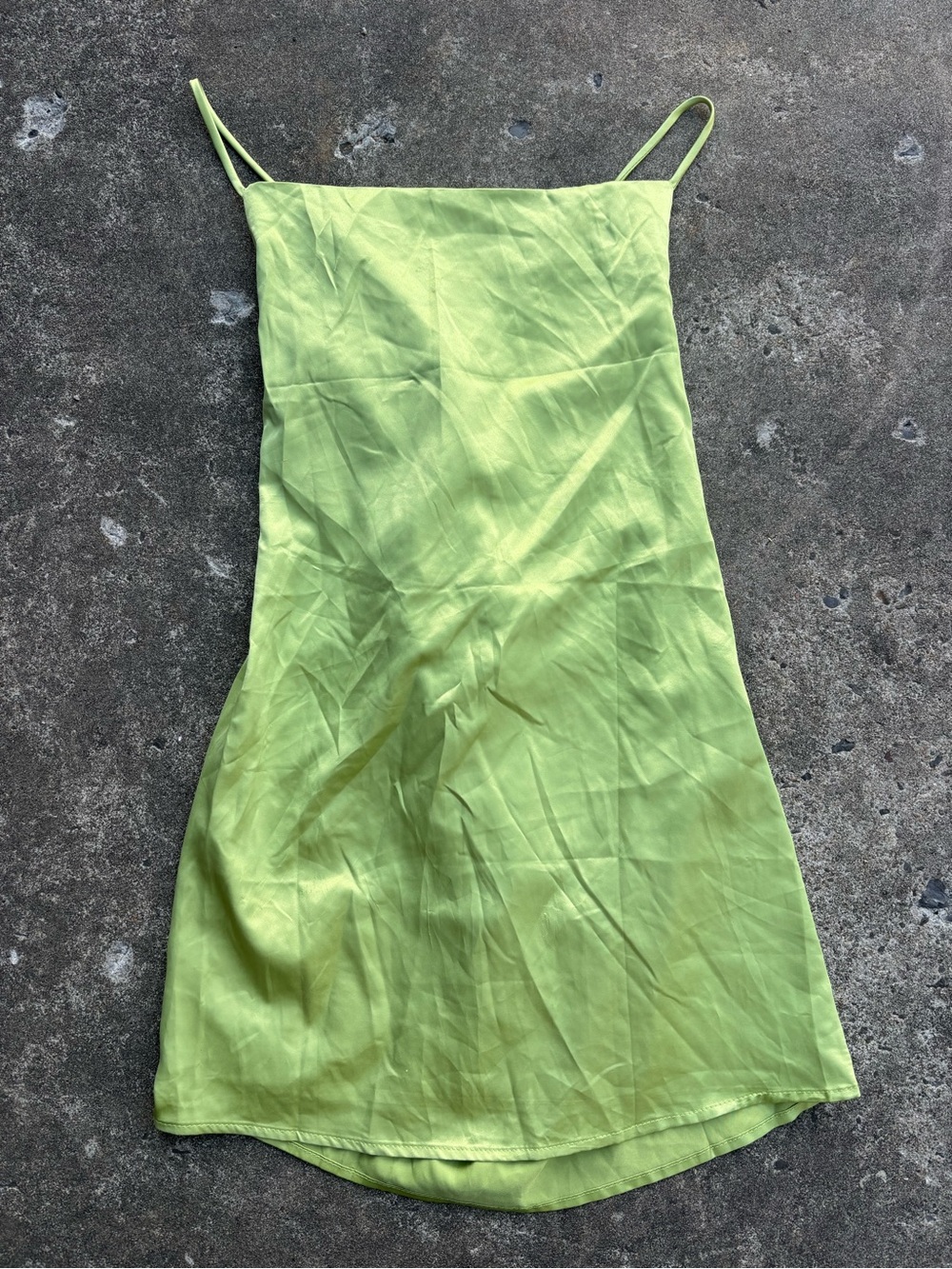 Green Slip Dress with Spaghetti Straps